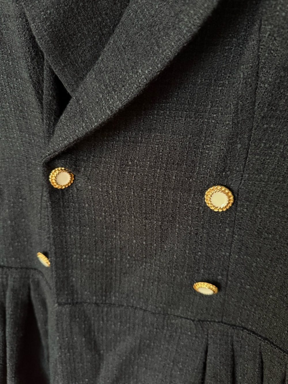 NWT Sandro Black Double-Breasted Tweed Mini Dress - Picture 3 of 8